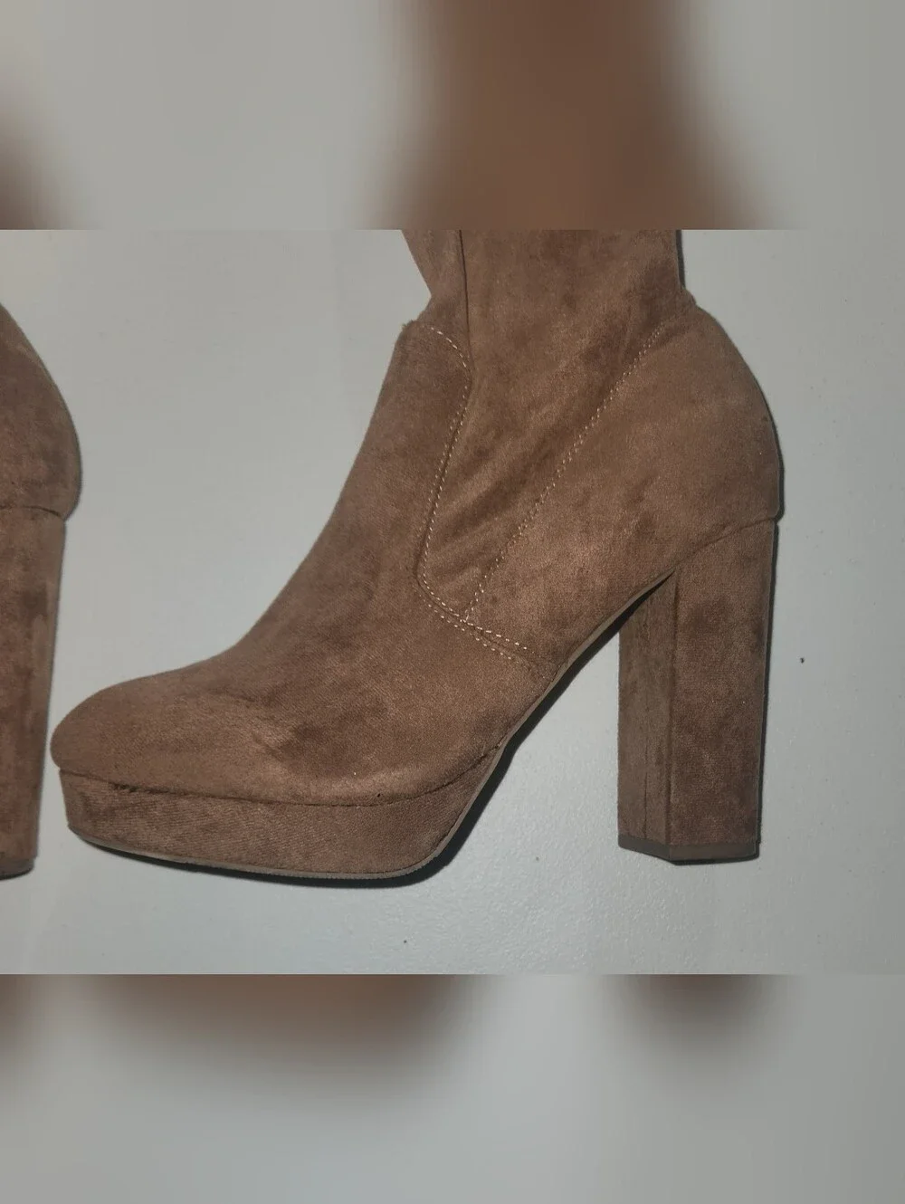 Forever 21 Brown Soft Faux Suede   Over The Knee Boots Block Heels Size 8
